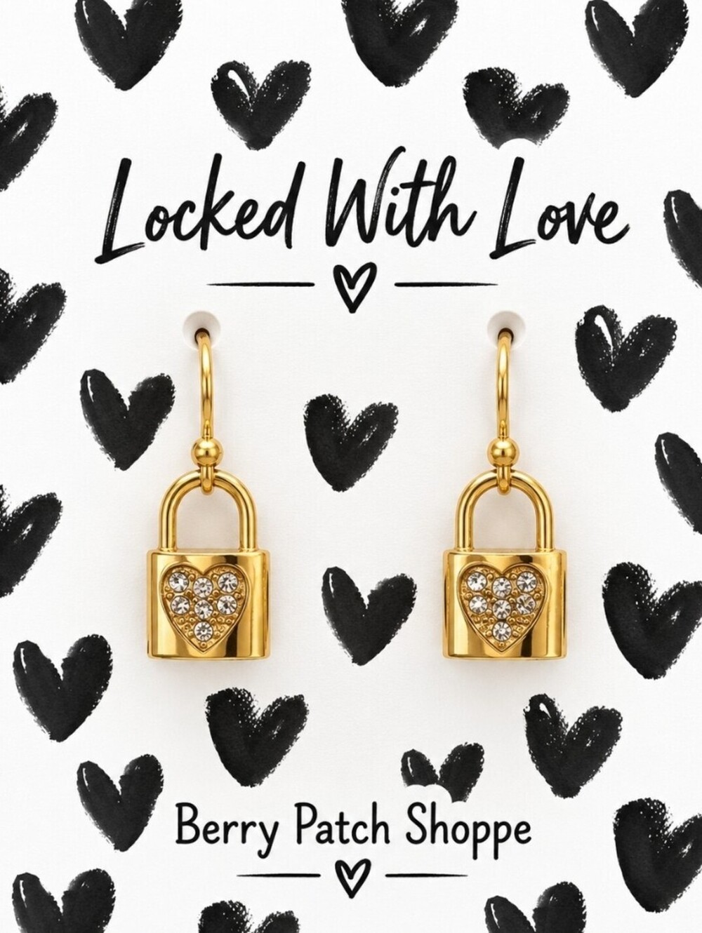 Locked With Love Heart Valentine's Day Earrings